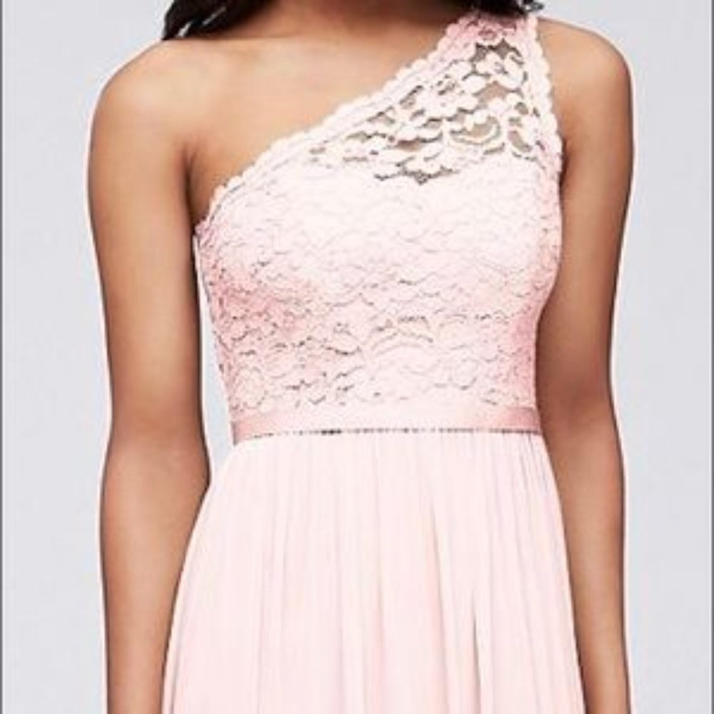David’s Bridal Petal One Shoulder Lace Dress